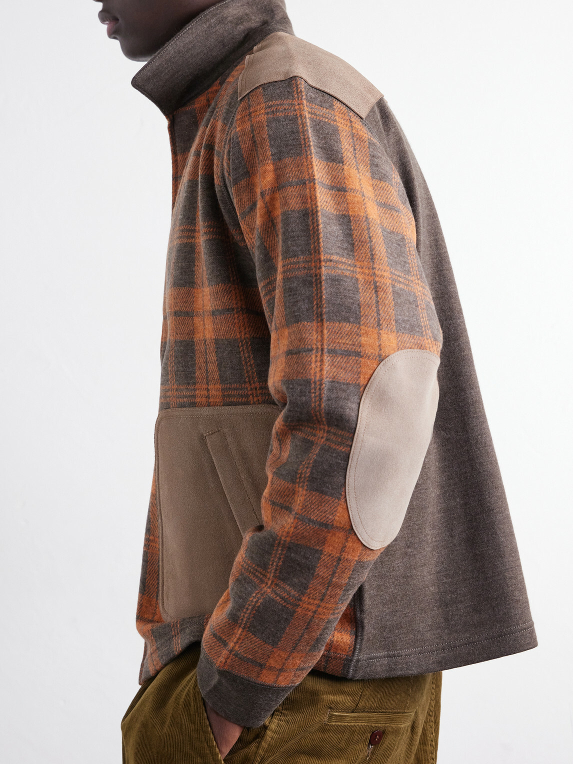 Junya Watanabe - Checked Suede-Trimmed Wool-Flannel Blouson Jacket - Brown