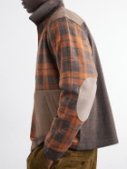 Junya Watanabe - Checked Suede-Trimmed Wool-Flannel Blouson Jacket - Brown