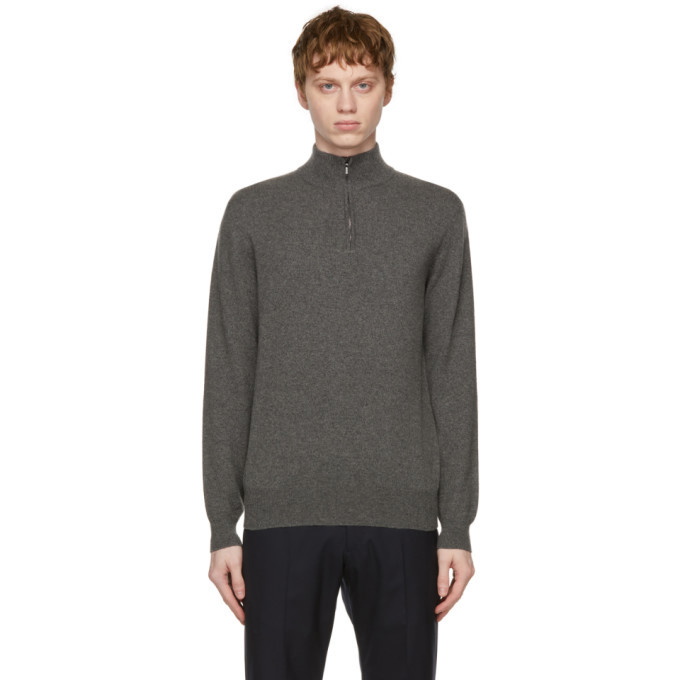 Photo: Loro Piana Grey Cashmere Half-Zip Sweater