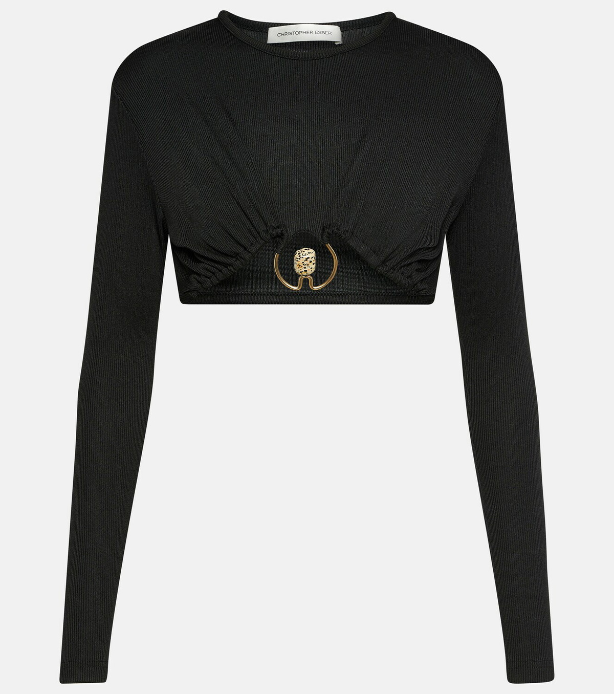Christopher Esber Dowsing embellished jersey crop top