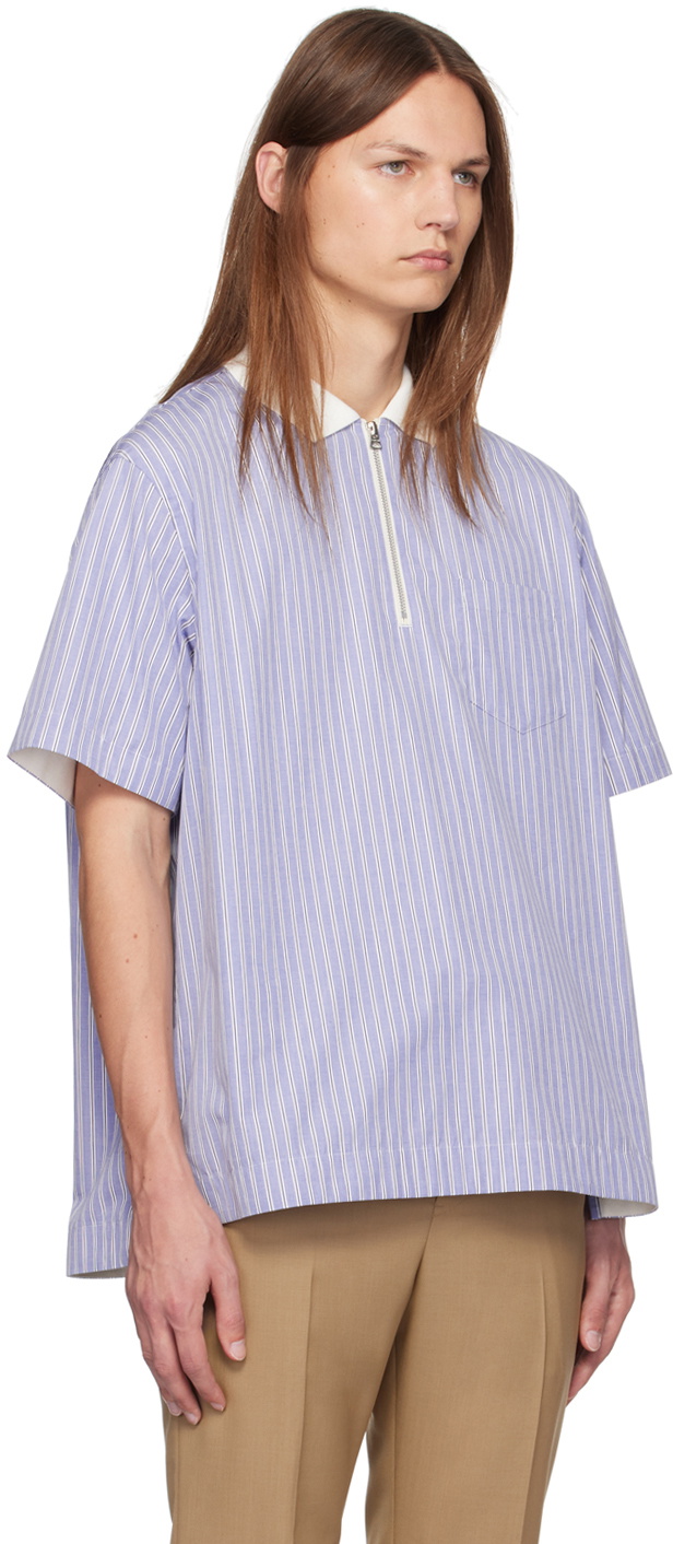 sacai Blue Half-Zip Polo Sacai