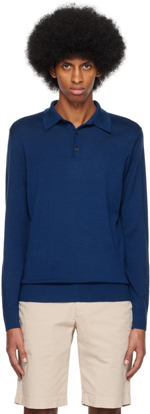 Photo: Sunspel Blue Three-Button Polo