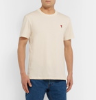 AMI - Logo-Appliquéd Cotton-Jersey T-Shirt - White
