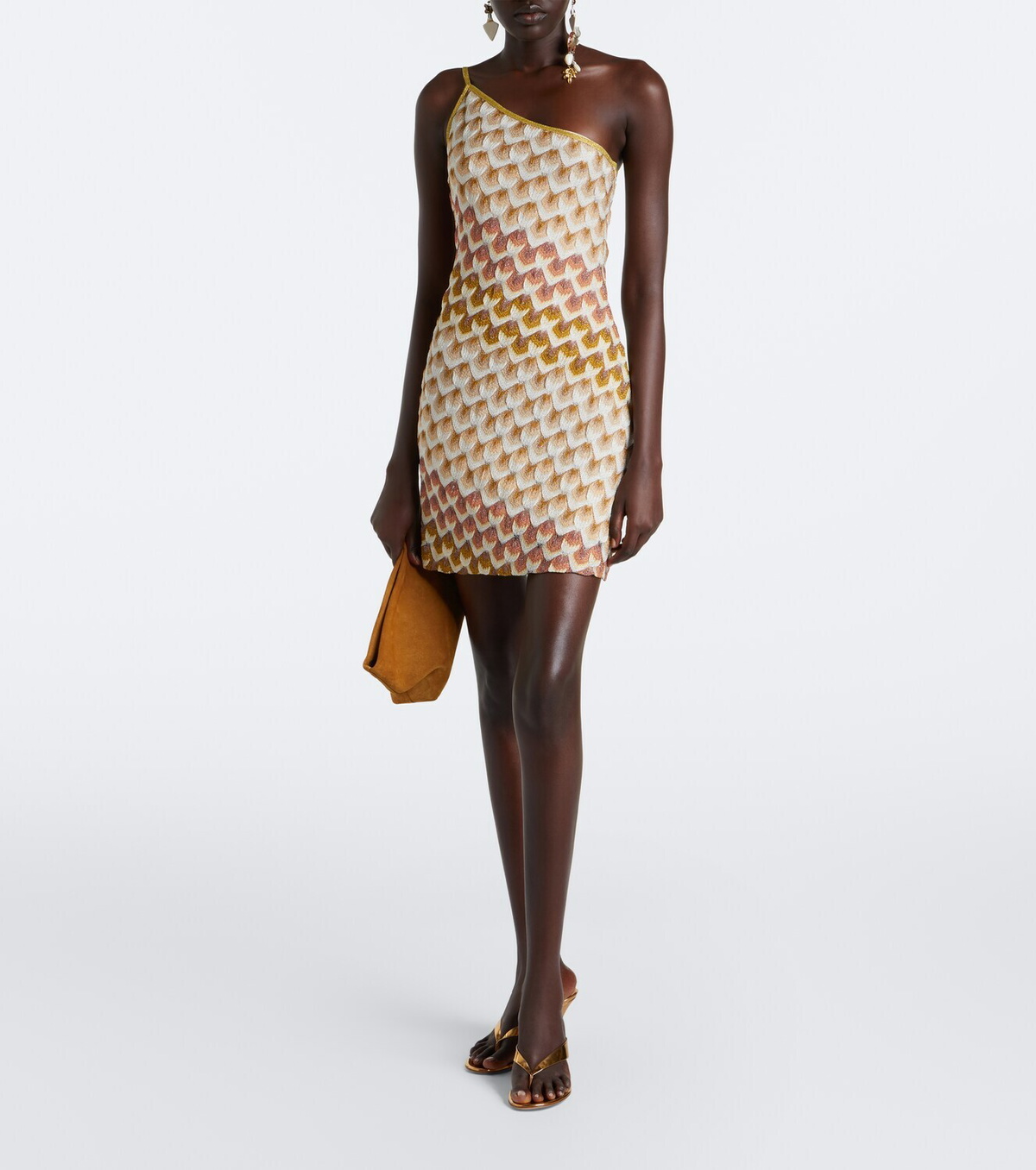 Missoni One-shoulder lamé minidress