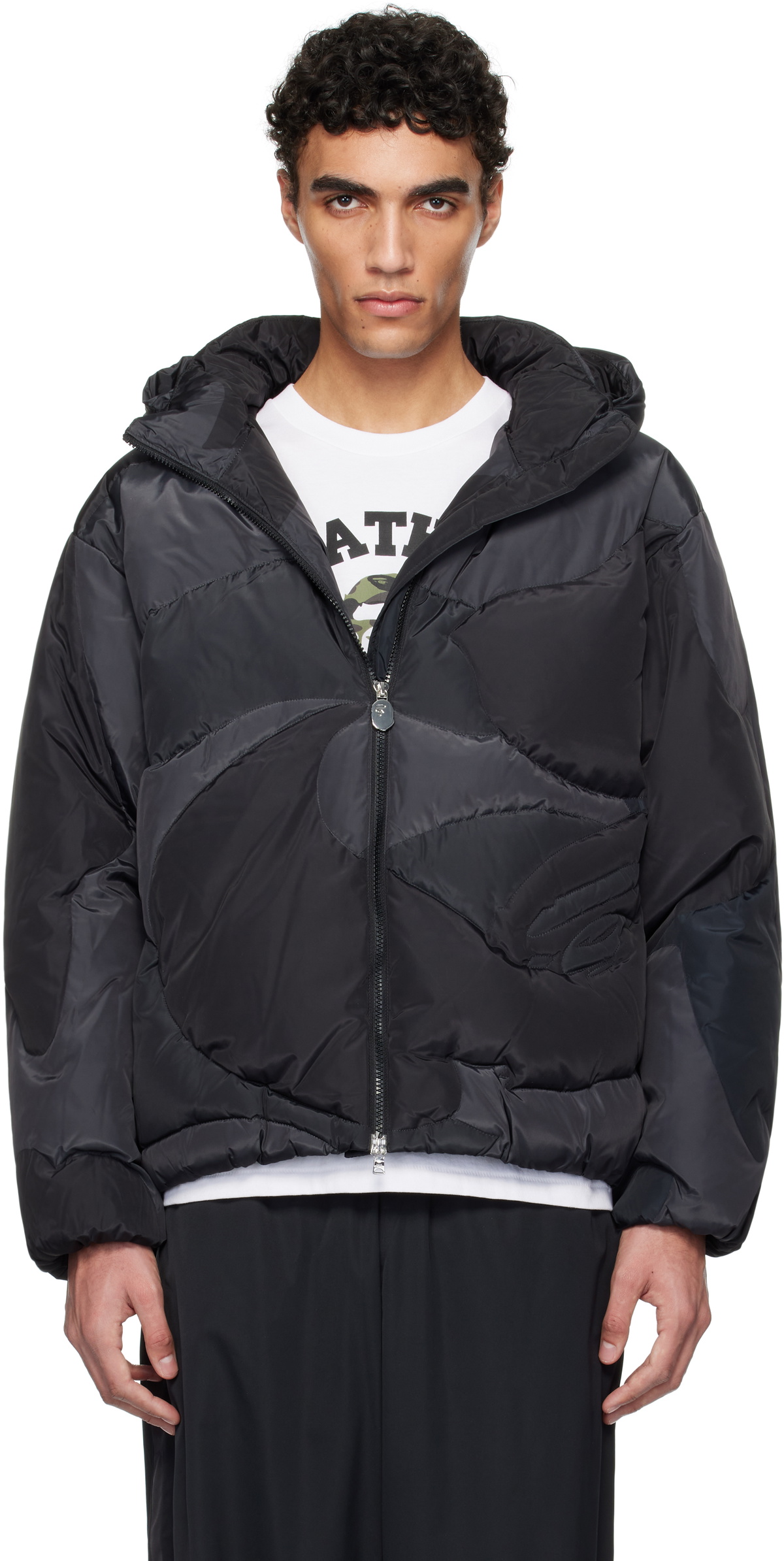 BAPE Black 1st Camo Nylon Down Jacket A Bathing Ape