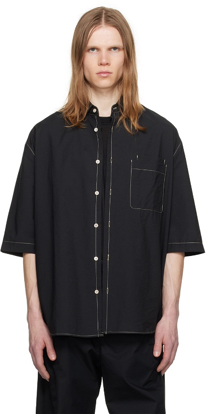Photo: LEMAIRE Black Double Pocket Shirt