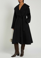 Alaïa Belted Hooded Wool Wrap Coat Black