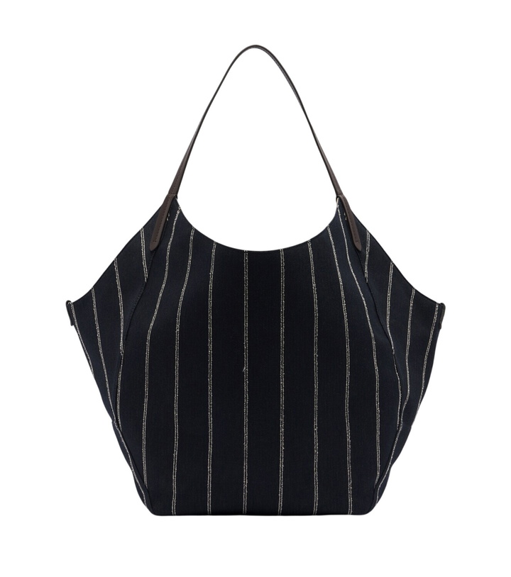 Photo: Brunello Cucinelli Monili striped canvas tote bag