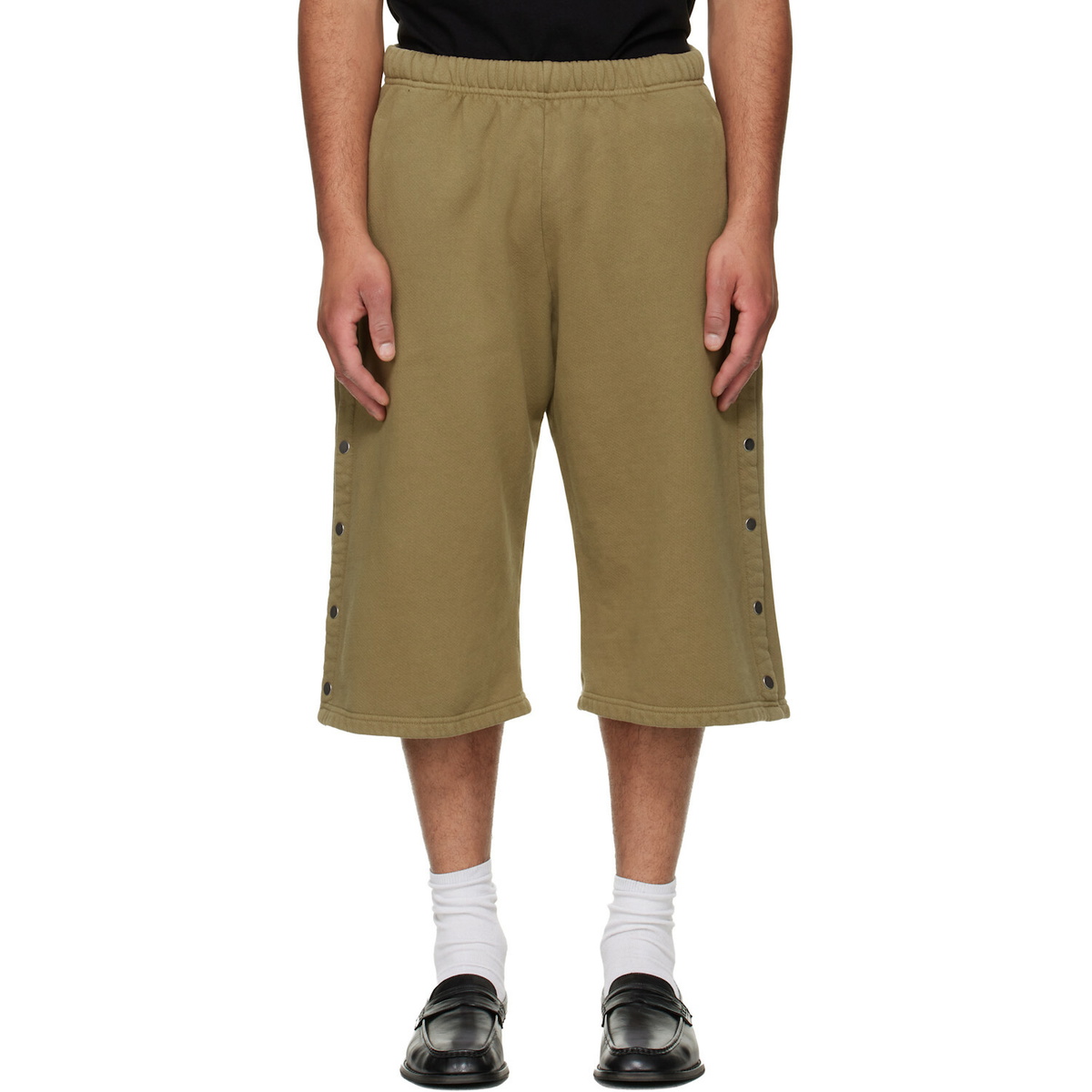 Les Tien Khaki Part Snap Shorts