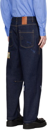 ADER error Navy Embroidered Jeans