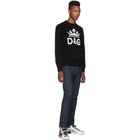 Dolce and Gabbana Black Cashmere DG Crown Sweater