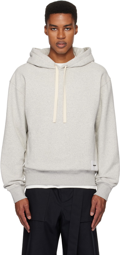 Photo: Jil Sander Gray Logo Patch Hoodie