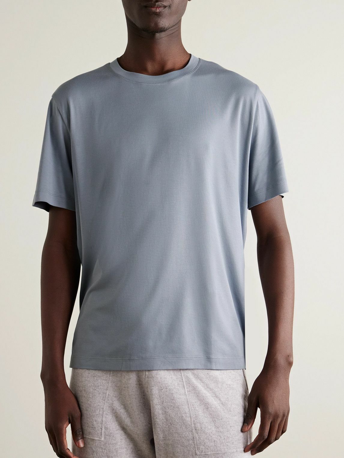 Eleventy - Cotton-Jersey T-Shirt - Blue
