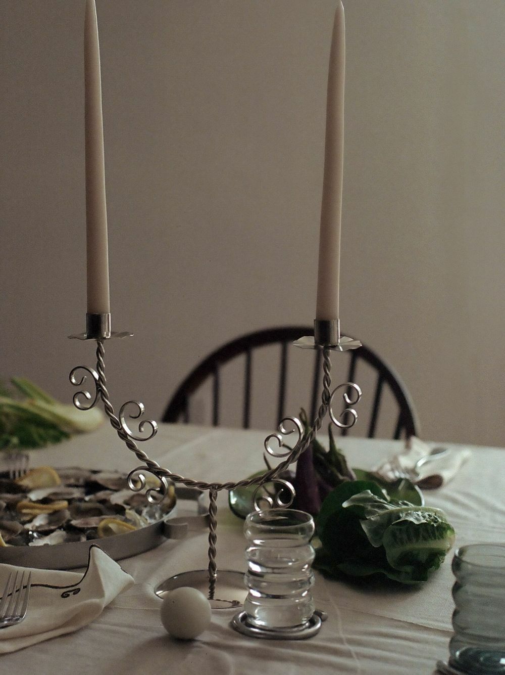 Sophie Lou Jacobsen Silver-Toned Twisted Two-Candle Candle Holder