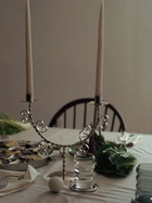 Sophie Lou Jacobsen Silver-Toned Twisted Two-Candle Candle Holder