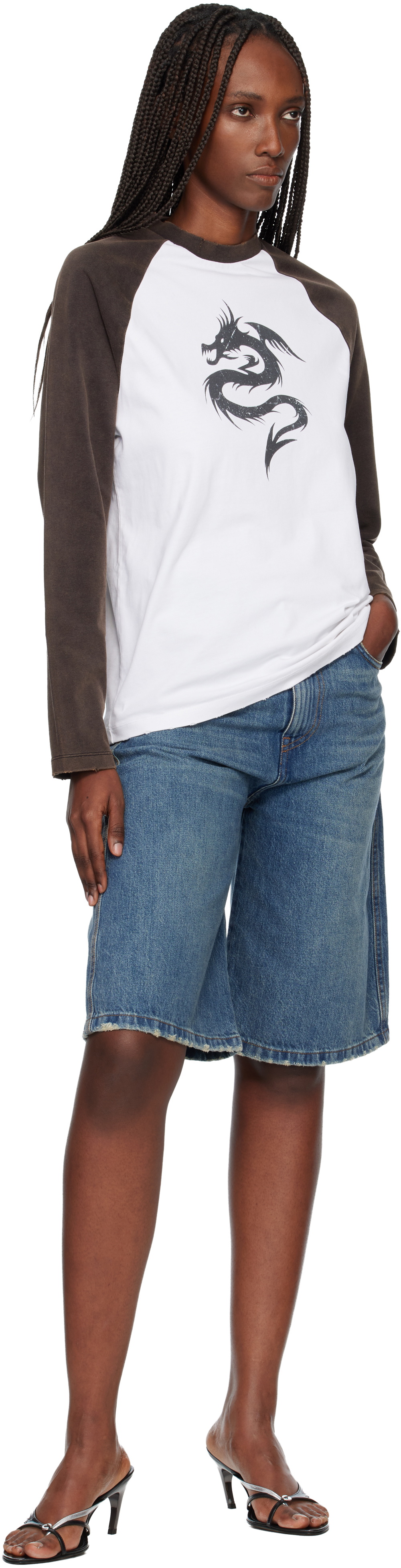 Coperni White & Black Dragon Long Sleeve T-shirt