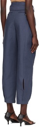 Recto Navy Curved Shape Trousers