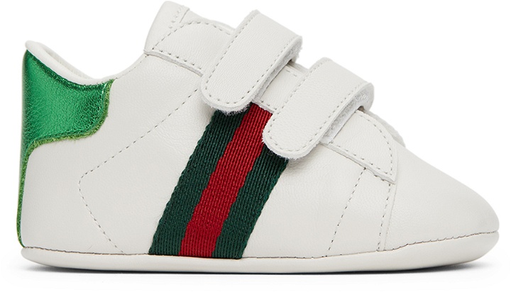 Photo: Gucci Baby White Ace Pre-Walker Sneakers