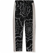 Palm Angels - Straight-Leg Logo-Print Striped Jersey Sweatpants - Black