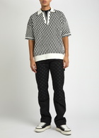 Amiri Checked Wool-blend Polo Shirt Black