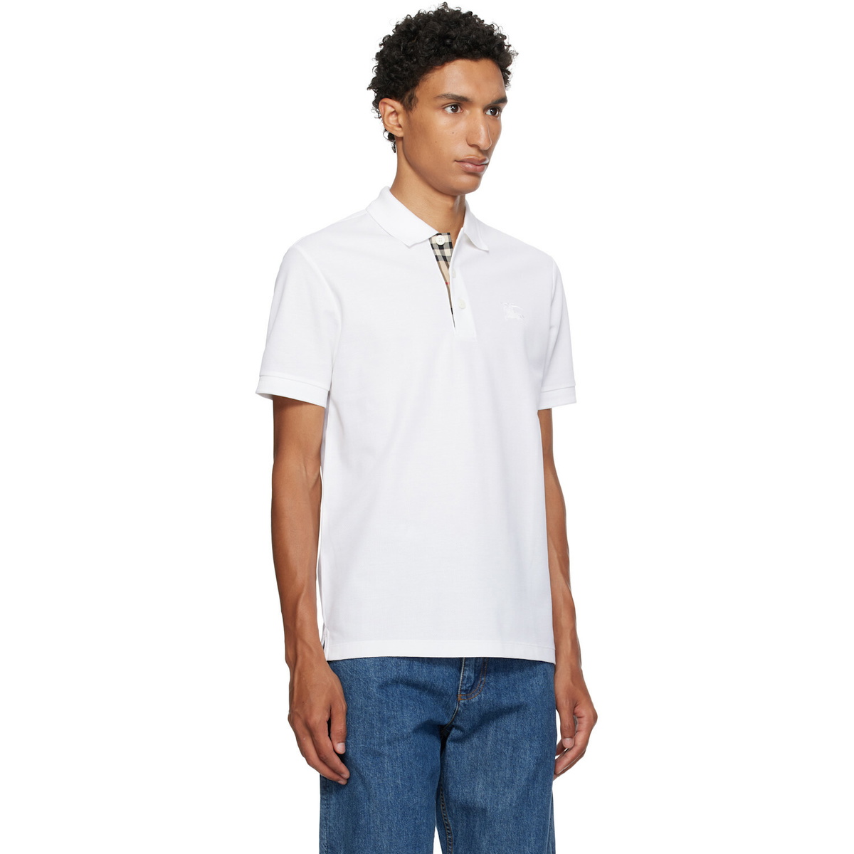 Burberry White Cotton Polo