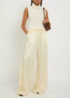 Stella Mccartney Logo-embroidered Satin Trousers Cream