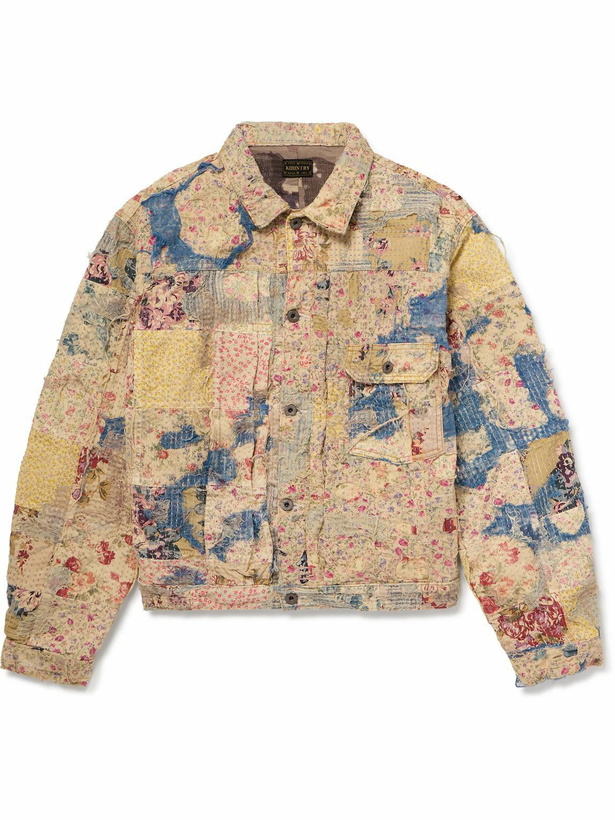 Photo: KAPITAL - Boro Distressed Patchwork Cotton and Linen-Blend Jacket - Neutrals