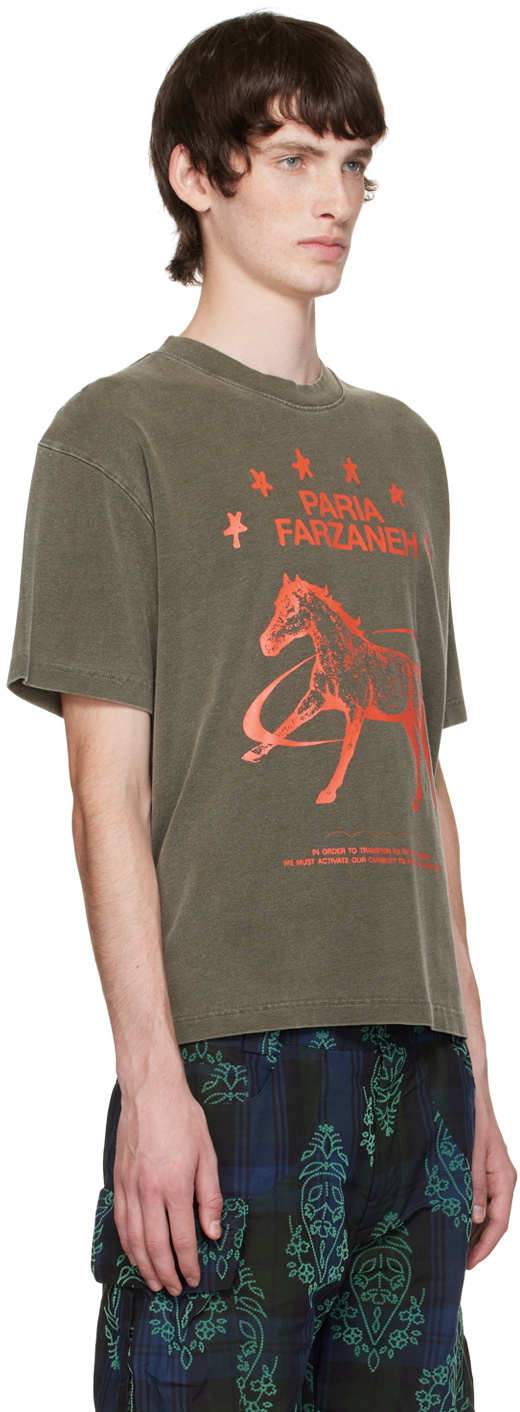 paria /FARZANEH SSENSE Exclusive Brown 'Do Something' T-Shirt