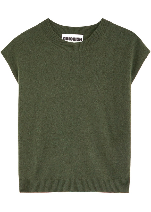 Photo: Crush Cashmere Lucca Cashmere Vest Khaki