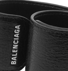 Balenciaga - Logo-Print Textured-Leather Snap Bracelet - Men - Black