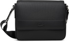 Lacoste Black Chantaco Leather Messenger Bag