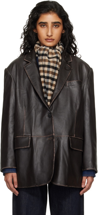 Photo: Weekend Max Mara Brown Pila Leather Blazer