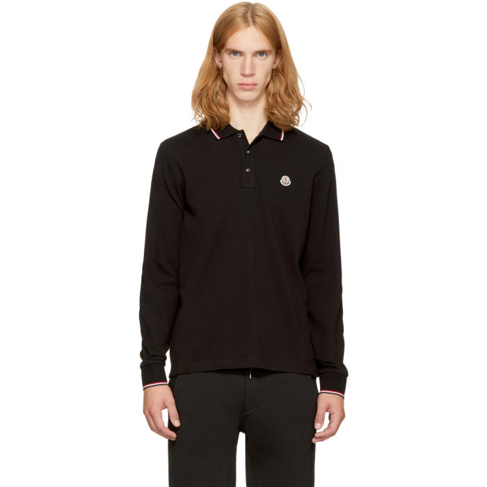 Moncler Black Long Sleeve Maglia Polo Moncler