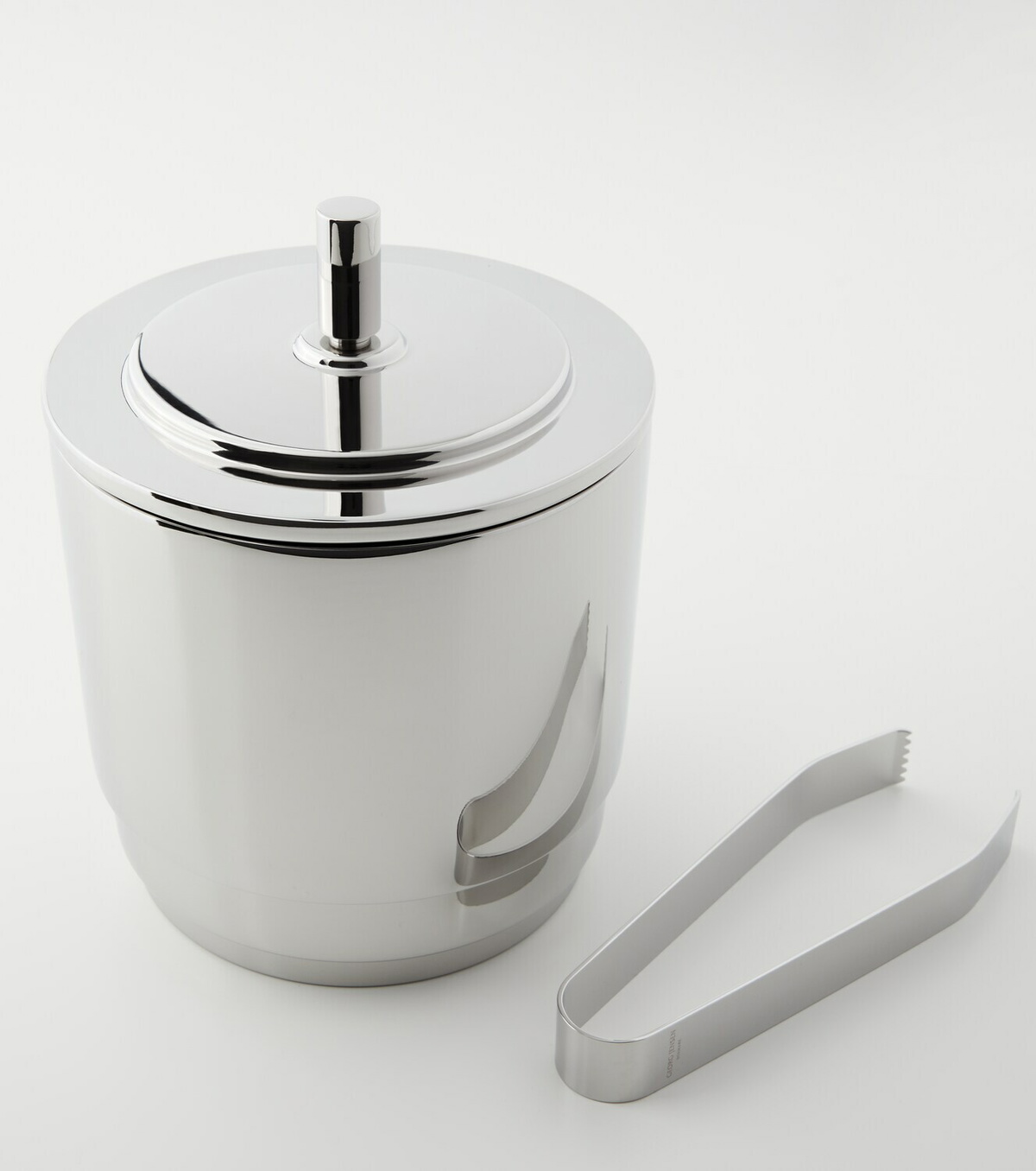 Georg Jensen Manhattan stainless steel ice bucket and tongs set by Helle Damkjær