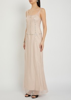 Staud Greta Embellished Silk-chiffon Maxi Dress Light Pink