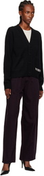 We11done Black Pocket Logo Knit Cardigan