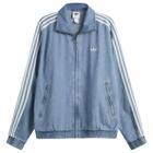 Adidas Men's Denim Firebird Track Jacket in Light Blue