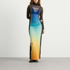 Casablanca Women's Mesh Printed Gradient Maxi Dress in Multi
