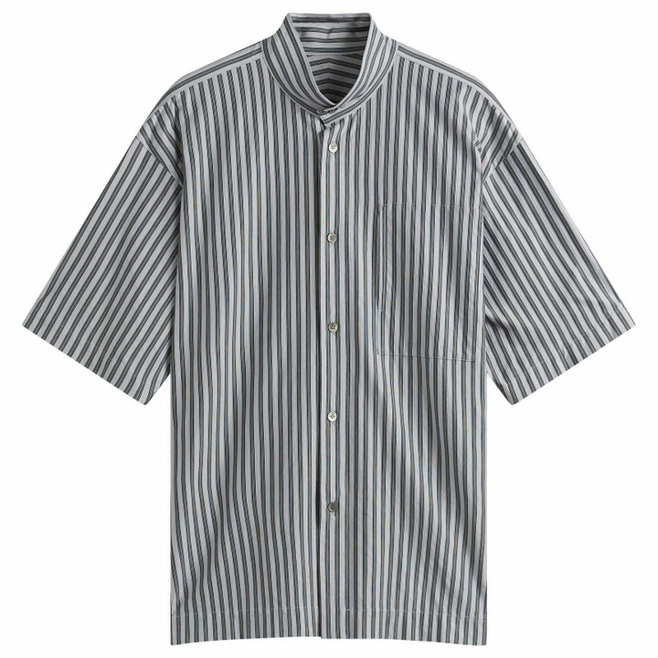 Photo: Homme Plissé Issey Miyake Men's Stripe Short Sleeve Shirt in Blue