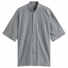 Homme Plissé Issey Miyake Men's Stripe Short Sleeve Shirt in Blue