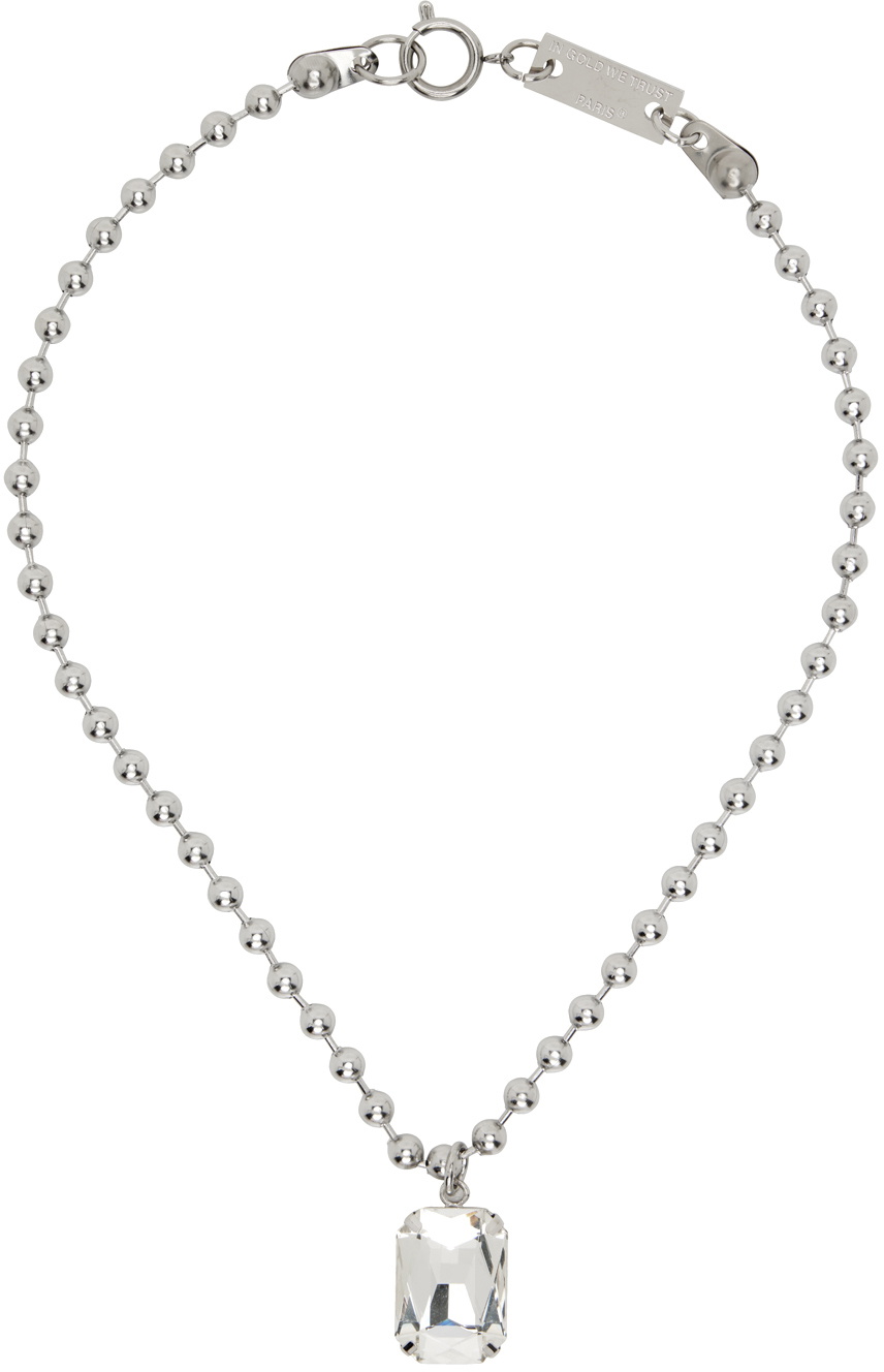 IN GOLD WE TRUST PARIS Silver Ball Chain Necklace IN GOLD WE TRUST PARIS