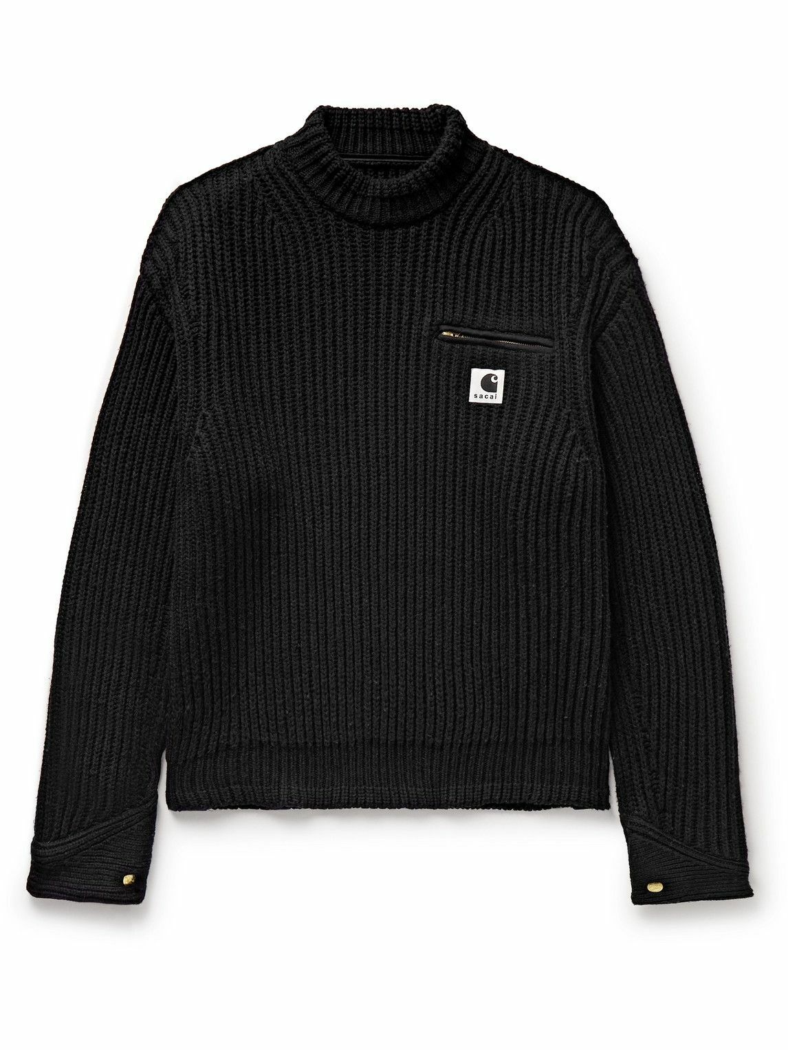 Photo: Sacai - Carhartt WIP Detroit Ribbed Wool and Nylon-Blend Sweater - Black