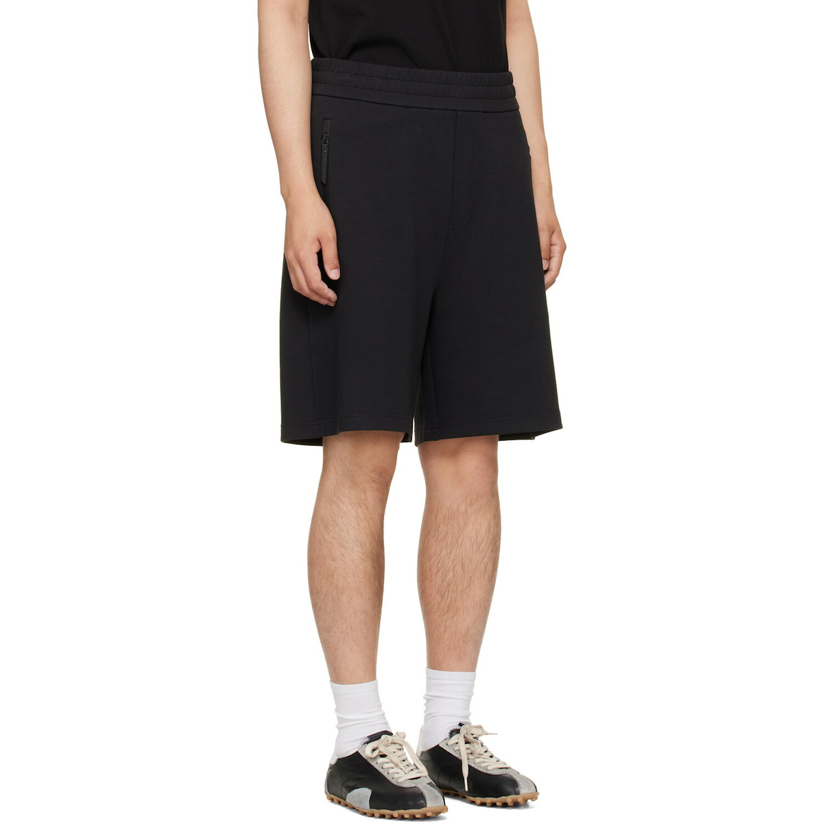 Moncler Black Interlock Cotton Blend Shorts