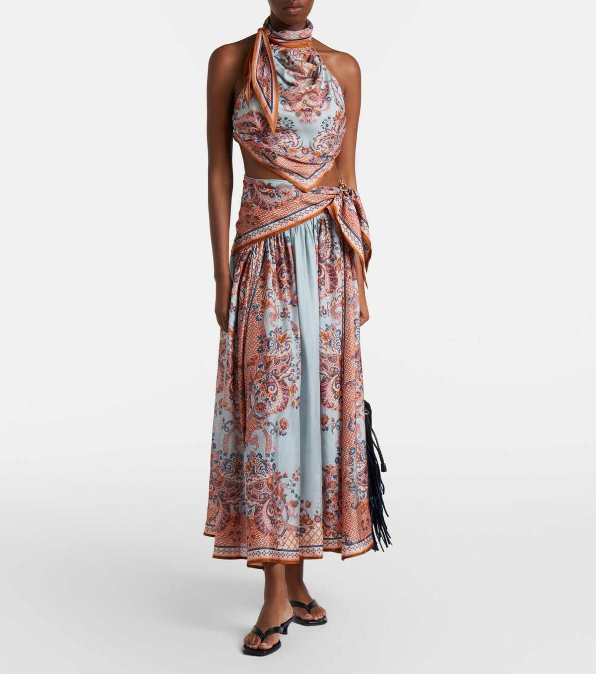 Zimmermann Aster printed silk crop top