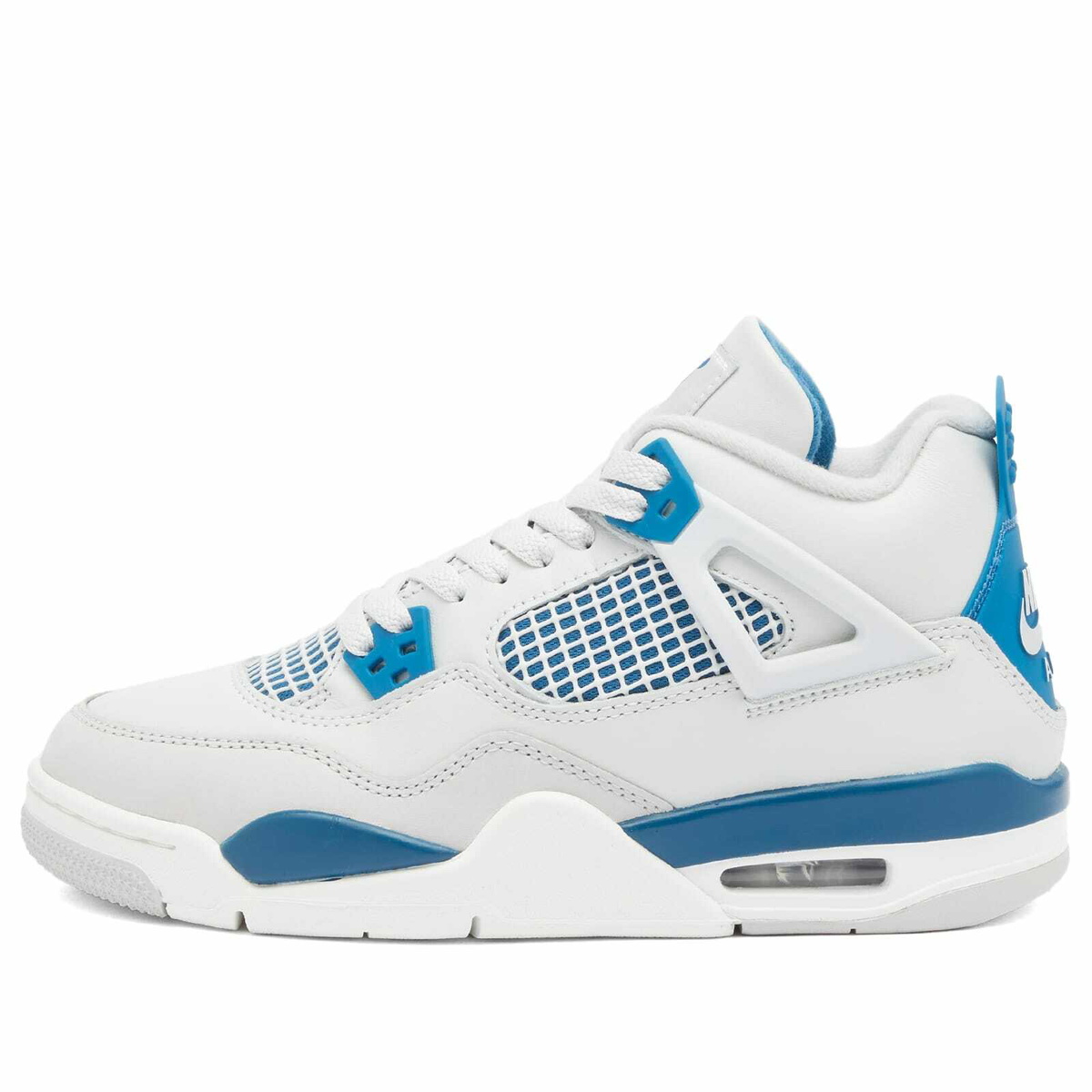 Air Jordan 4 Retro OG GS Sneakers in Off White/Military Blue 