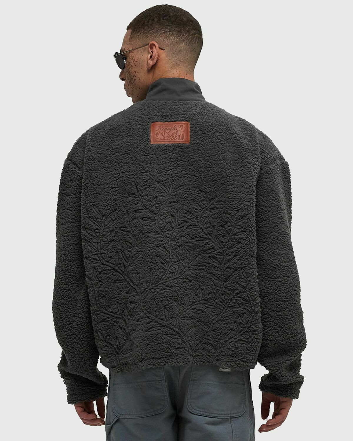 Rough. FLEECE TROYER OLIVE Beige Mens Half-Zip