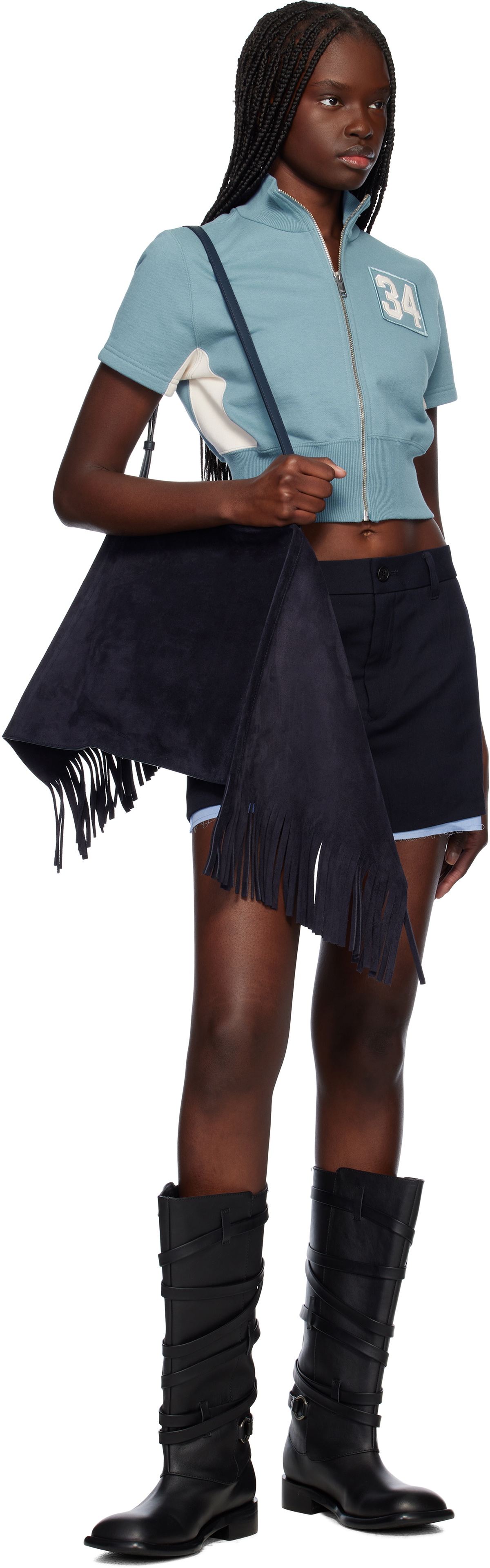 AMBUSH Blue Cropped Zip T-shirt