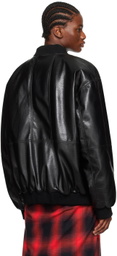 LU'U DAN Black Reversible Faux-Leather Bomber Jacket