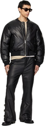 Deadwood Black Bofinger Padded Leather Bomber Jacket
