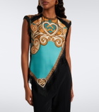 La DoubleJ Scarf printed fringed silk top